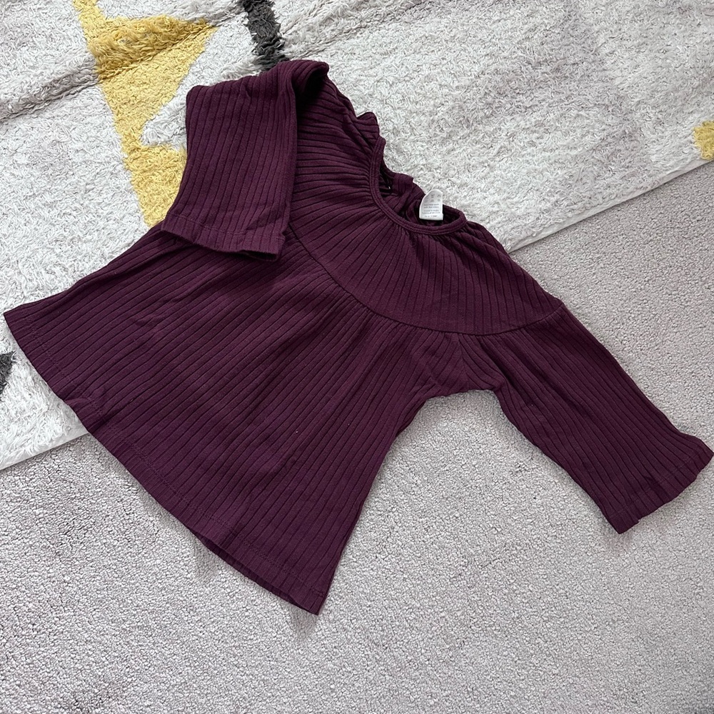 Kate Quinn long sleeve gathered tunic stretchy wide rib - Size 2T - Mahogany